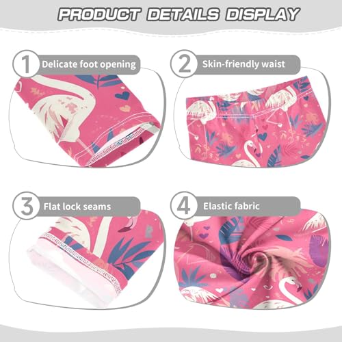 KLL Pink and White Color Flamingo Illustration Toddler Girls Legging Fashion Full Length Pants Sports3