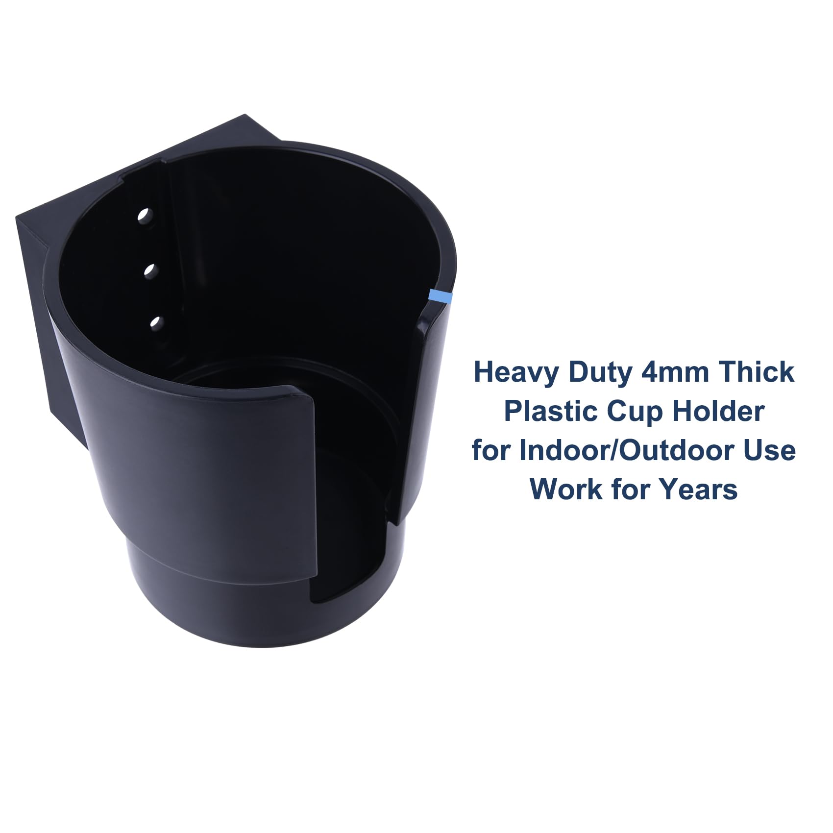 Universal Large Cup Holder Wall Mount, Heavy Duty Plastic Drink Holder for Boat Car Truck RV Bus Tractor Wall Wood, Vertical or Horizontal Mount, Fit Most Cups, Bottles, Cans, Tumblers Black Pack of 1