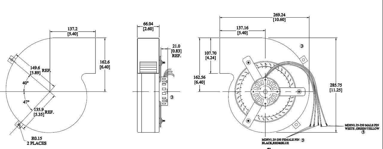 Rectangular Permanent Split Capacitor Blower | Replaces: Dayton 1TDR2, 4C754 & Fasco B47120, 7063-5673
