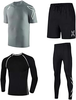 WANGLXST Fashion Abbigliamento Fitness, Tuta a Quattro Pezzi, Abbigliamento Sportivo Da Palestra Per Uomo Elegant, Gray, XXXXL