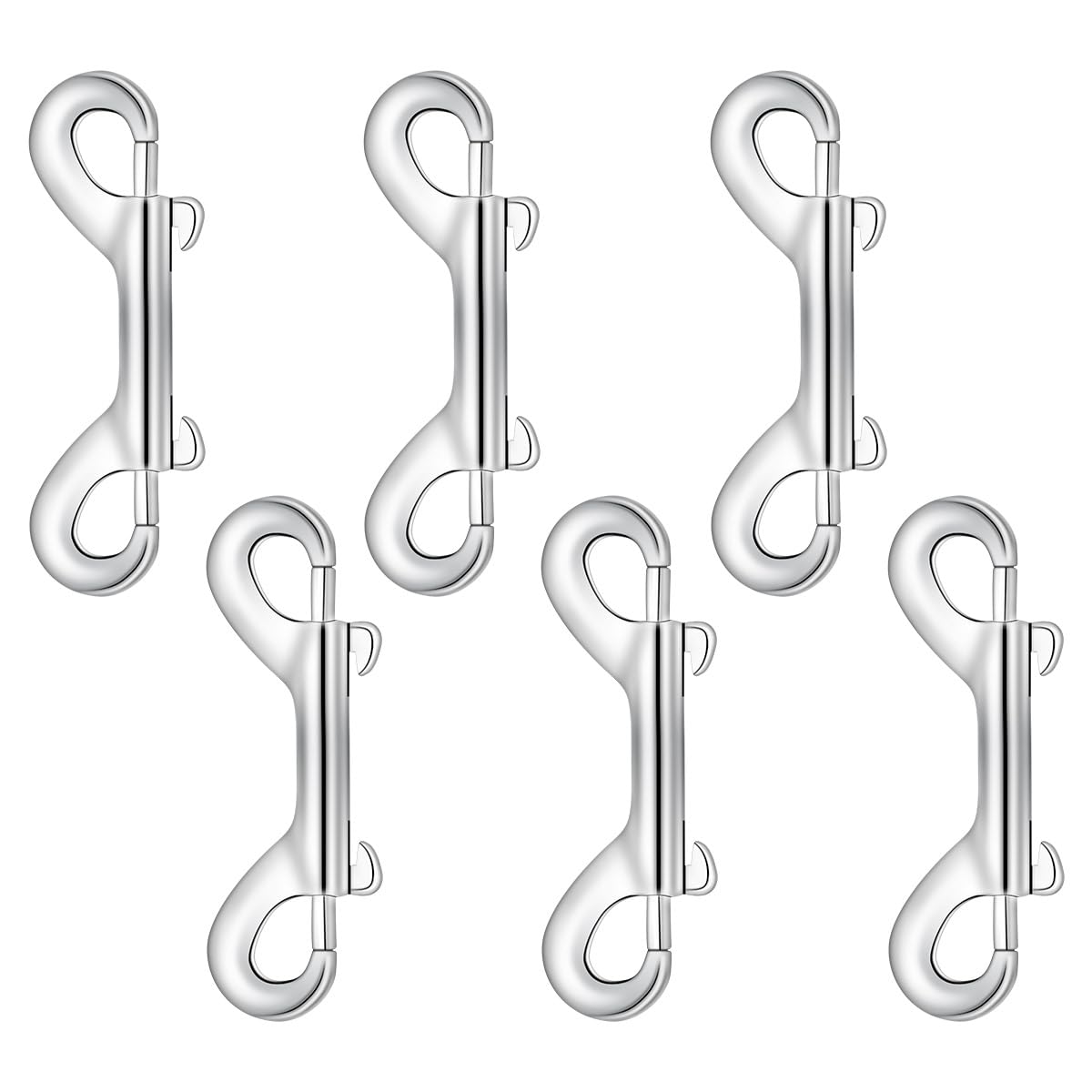 6 Pack Metal Trigger Snap Hooks - Double Ended Bolt Snaps for Dog Leash, Heavy Duty Chain Clip (Silver)