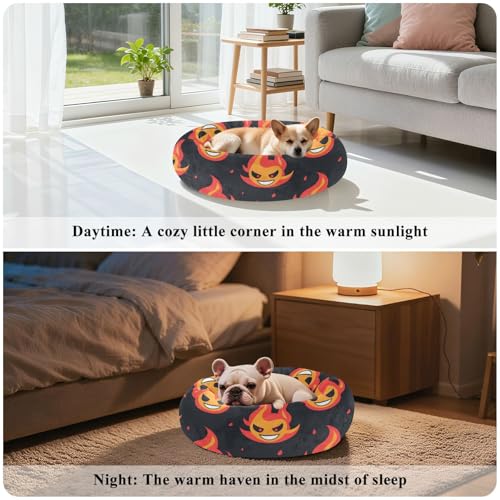 Lit pour chien et chaton de taille moyenne avec motif démon qui rit - Taille S