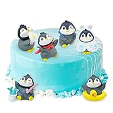 Hriymtd Mini Figuras de Pingüino, 6 Piezas Pingüino Miniatura Figuras Adorno, Pingüino Decoraciones de Pastel