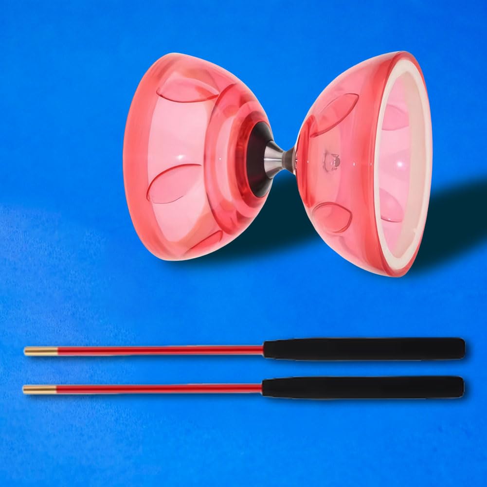 HTU Diabolo Yoyo con Cuerda de de Juego y Bolsa de Red para niños Mayores (Rojo)