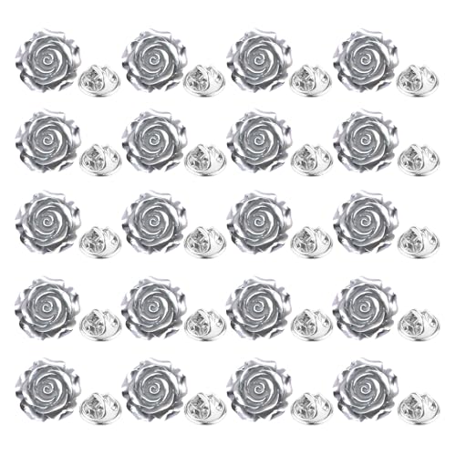 Image of 20 Pcs Enamel Rose Flowe Brooches Pins for Women Colorful Floral Brooch Flower Lapel Pin Badge Crafts Breastpin Jewelry Gift for Women Men Clothing Bags Backpacks Jackets Hat