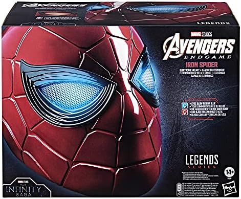Spider-Man Marvel Legends Series Iron Spider Electronic Helmet with Glowing Eyes, 6 Light Settings and Adjustable Fit, Red