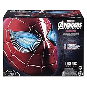 Spider-Man Marvel Legends Series Iron Spider Electronic Helmet with Glowing Eyes, 6 Light Settings and Adjustable Fit , Red