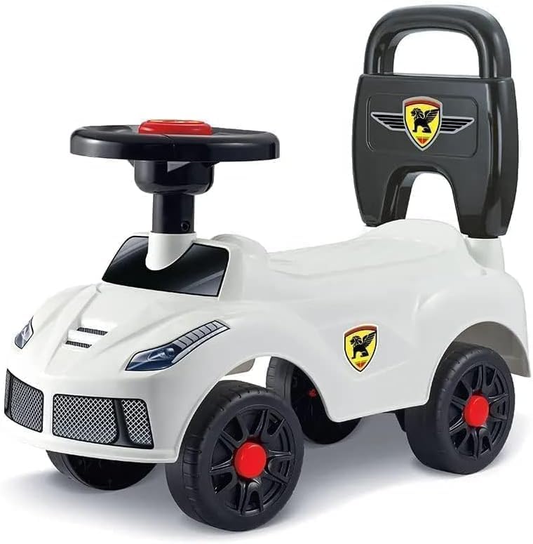 Kids Ride on Car with Steering Wheel and Backrest (White)