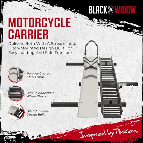 Porta motocicletas Black Widow con rampa 600 lb acero y aluminio miniatura 3