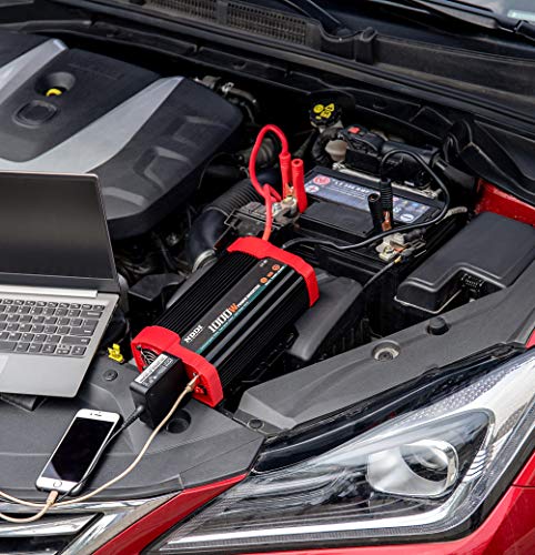 NDDI 1000W Car Power Inverter 12V DC to 110V AC Converter with Dual AC Outlets and 3.1A Quick Charging USB Port Car Adapter