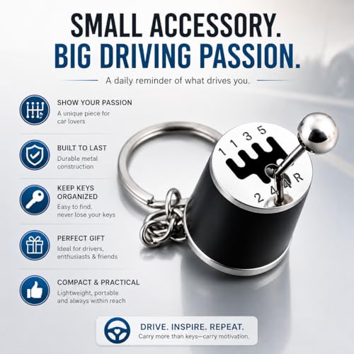 Image of 6 Speed Manual Gear Shift Keychain Metal Car Gearbox Keyring with Moving Shifter Lever - Mini Stick Shift Key Chain Toy Accessory for Car Lovers, Bike Enthusiasts & Gifting