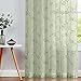 Lazzzy Sage Sheer Curtains Leaf Embroidered 84 Inch Long for Living Room Bedroom Rod Pocket Voile Floral Pattern Window Drapes 2 Panels