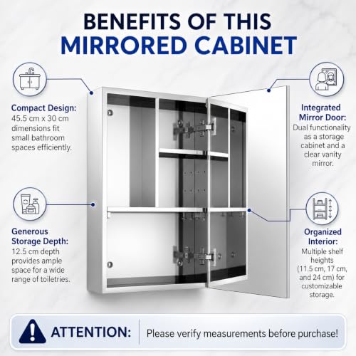 Image of Dropin (14x20 Inch, Chrome Finish 304 Stainless Steel Bathroom Mirror Cabinet, Heavy-Duty Storage Cabinet /Wall Mounted Mirror Bathroom Cabinet Separate Compartments for Storage