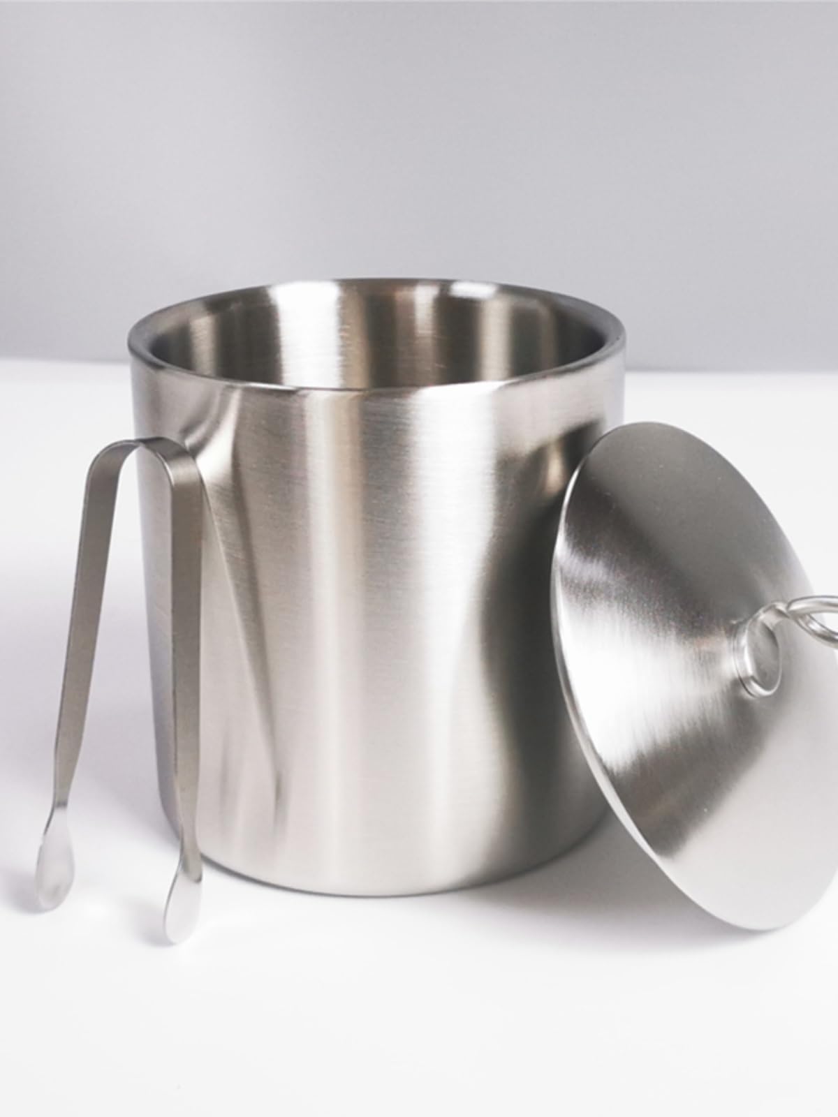 Eiskühler Doppelwandiger Edelstahl-Eiskübel mit Deckel for Getränke, geeignet for Partys im Innen- und Außenbereich Getränkekühler