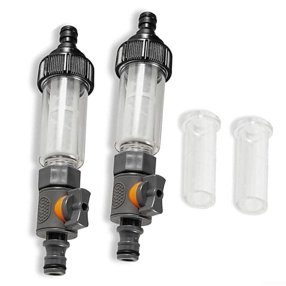 Paquete de 2 filtros de Agua de Alta compatibilidad para Autocaravana, yate, jardín, Lavadora a presión con válvula de Flujo Ajustable