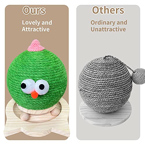【2022 Upgraded】 AGYM Cat Scratcher Toy, 2 in 1 Natural Sisal Cat Scratching Ball with Cat Track Toy, Scratching Ball for Cats and Kittens, Interactive Solid Wood Scratcher Pet Toy
