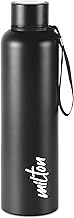 Milton Aura 1000 Thermosteel Bottle, 1.05 Litre, Black | 24 Hours Hot and Cold | Easy to Carry | Rust & Leak Proof | Tea | Coffee | Office| Gym | Home | Kitchen | Hiking | Trekking | Travel Bottle