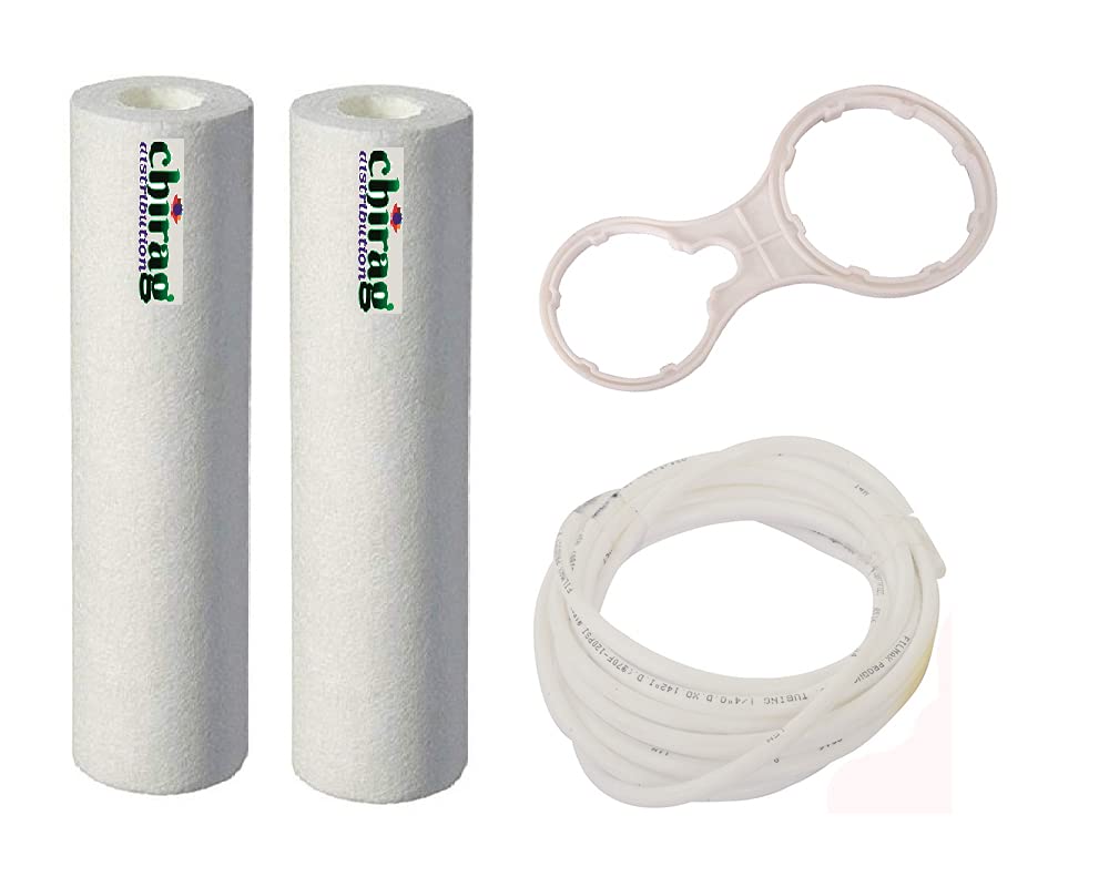 Chirag distribution:- 2pcs 3 layer spun filter with 2mtr 1/4 inch size white pipe and spanner
