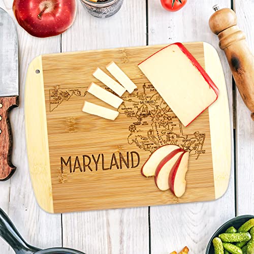 Image of Totally Bamboo A Slice of Life Maryland Engraved Map Cutting Board