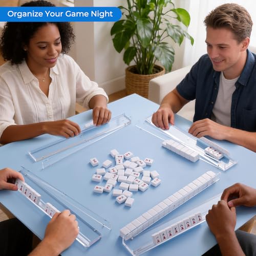 4PCS Clear Acrylic Mahjong Racks con Empujadores magnéticos miniatura 2