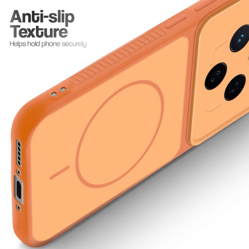 Image of Mr. Case Back Cover for Vivo X200T 5G | Ring Design Protective Case with Camera Cut Protection | Anti Slip Grip | Shockproof Mobile Cover - Orange