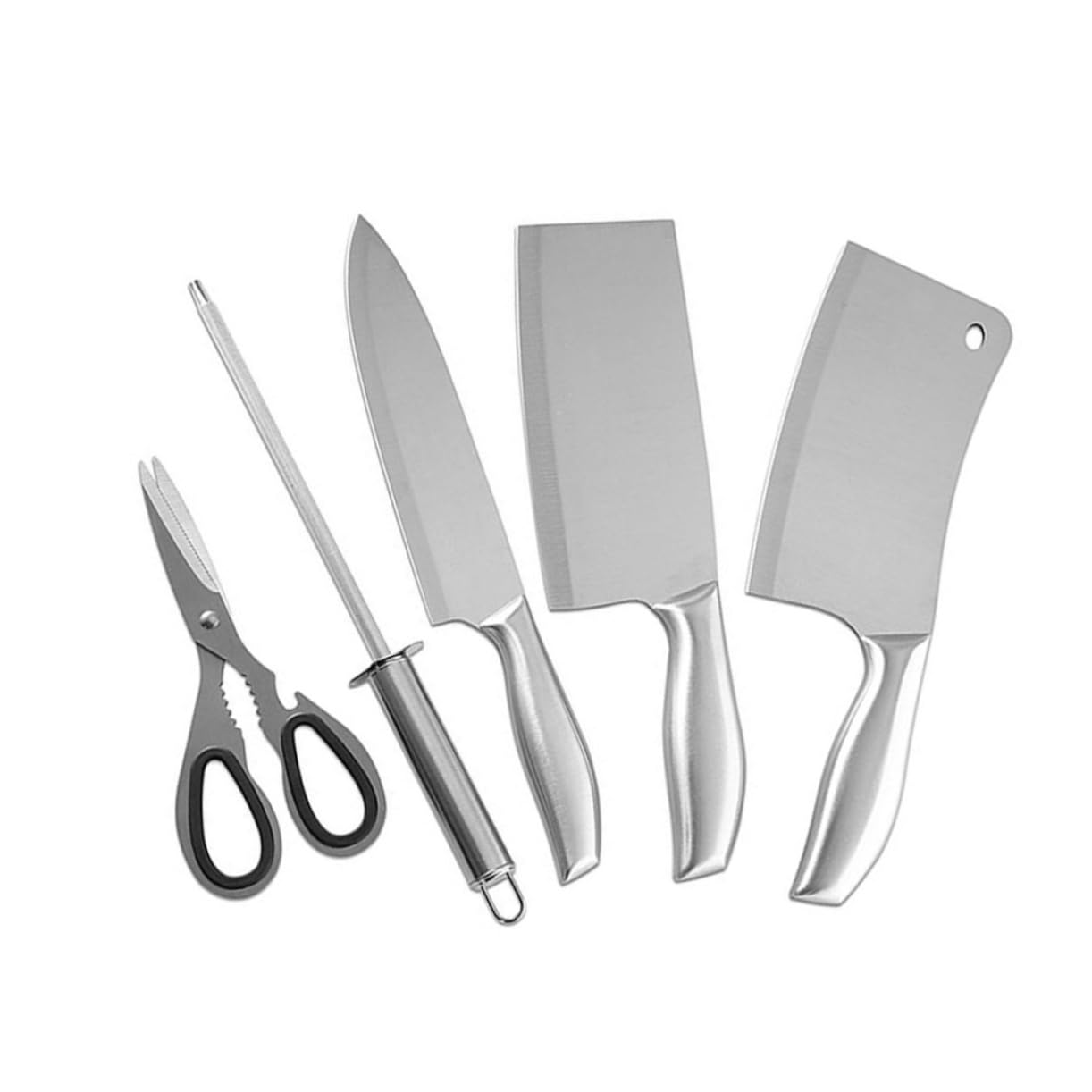 Unomor Stainless Steel Chopper Kit Knife Set Wooden Block Kitchen Knife Sets for Cutting Storage