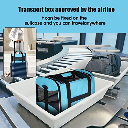 Image of Cat Carrying Case - Pet Carrier Airline Approved, Protable and Breathable Pet Travel Carrier Removable Fleece Pad, Collapsible Cat Carrier Dog Carrier for Medium Cats Small Cats Dogs(X-Large, Blue)