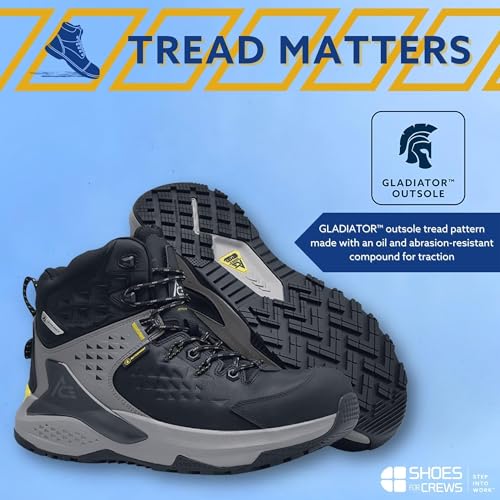 ACE Work Boots Arrow, Men's 6" Nano Composite Toe (NCT) Slip Resistant Work Boots, Water Resistant, Black3