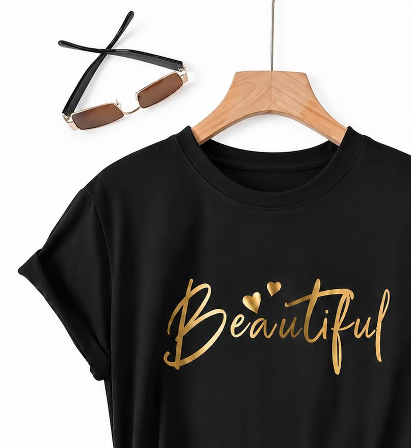 Image of Jawdrobe Women's Graphic Printed T-Shirt Soft Cotton Blend Tee for Everyday Style | Oversized Fit Half Sleeve Printed Round Neck T-Shirt for Women