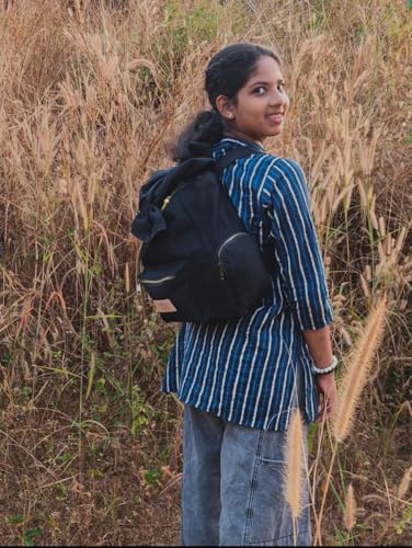 Image of Canvas Drawstring Backpack, Small size(10 Liters),Adjustable Shoulder Straps,Metal zippered pockets,Casual Travel Daypack