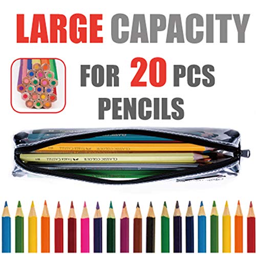 Rough Enough Clear Slim Pencil Case For Boys Girls Small Pencil Pouch For Adults For School College Stationary Art Supplies #TOP2