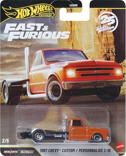 Image of Hot Wheels Cars, Premium Fast & Furious 1967 Chevy Custom C-10, 1:64 Scale Die-Cast Car for Collectors Inspired by Fast & Furious Movie Franchise​​