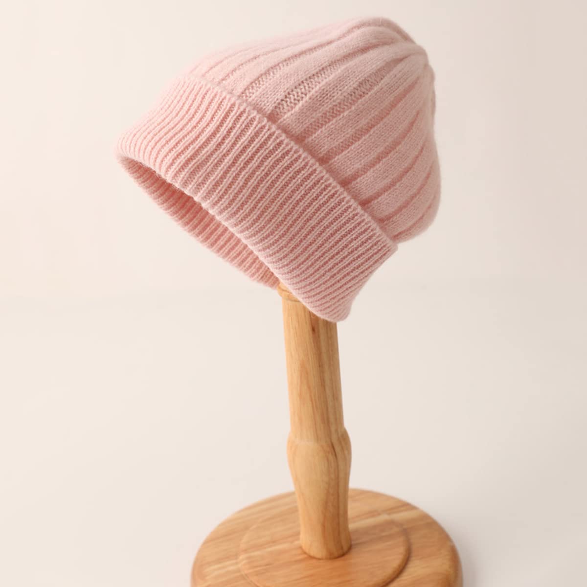 Bonnet en Tricot Parent-Enfant, 100% Cachemire Chaud Hiver Chapeau pour Enfants Bébé, Bonnet/Beanie Tricoté Slouchy, Filles Garçons Casquette de Ski Chapeaux de Protection des Oreilles Kid Pink