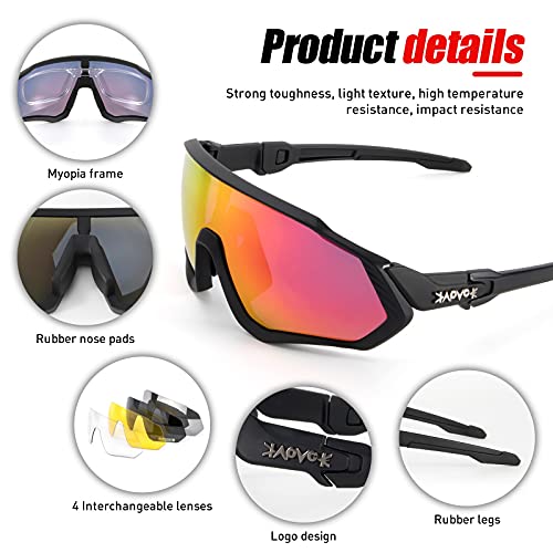 KAPVOE Lunette de Cyclisme Polarisées Homme Femme Tr90 avec 5 Verres Interchangeable Cyclisme Lunette VTT Protection UV400 Lunette de Soleil Pour Vélo Pêche Course Conduite - Image 5