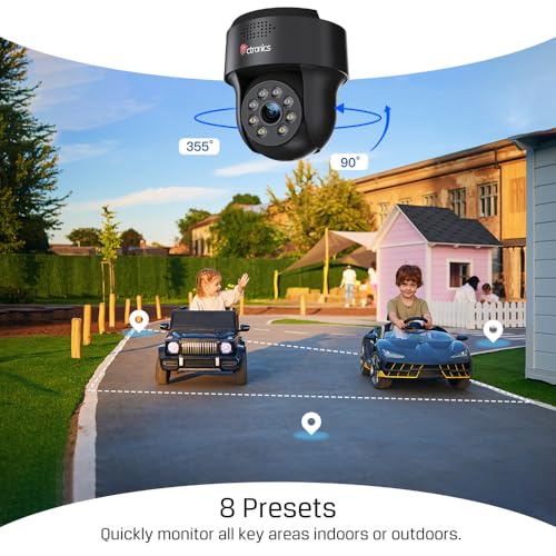 Ctronics 5MP &Uuml;berwachungskamera Aussen WLAN mit Dual-Band WiFi, AI Mensch/Fahrzeug-Erkennung, Auto-Tracking, 3K IR & Wei&szlig;licht Nachtsicht 30 m, PC/App, Sprachalarm, FTP/128GB SD/Cloud, IP66, 790B