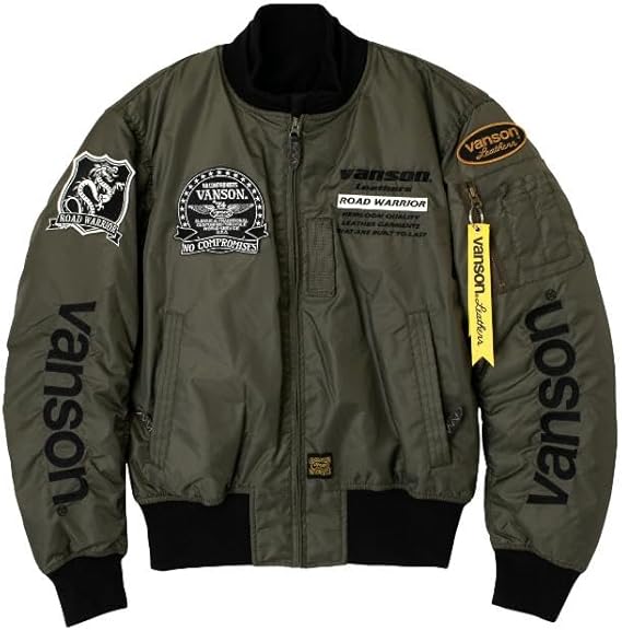 vanson MA-1ジャケット Lサイズ 黒/茶色/白