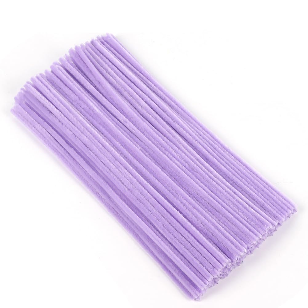 100 Stück Pfeifenreiniger, Lila Pfeifenreiniger Chenilledraht 6mm*30cm, Pfeifenputzerdraht für Handwerk DIY Craft Projekte Chenilledraht Biegeplüsch zum Basteln und Dekorieren Pipe cleaners purple
