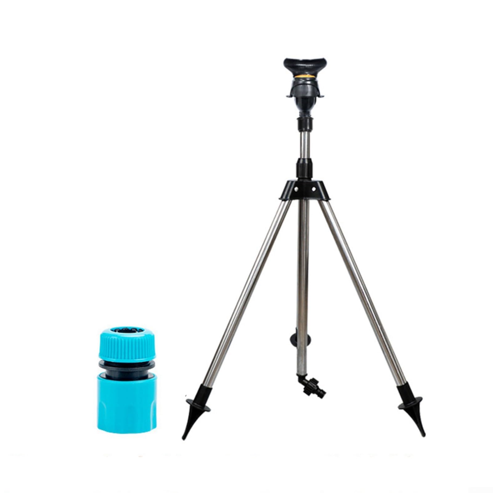 Arroseur télescopique à trépied avec tête rotative en acier inoxydable, système d'irrigation réglable à 360 degrés pour grand jardin, pelouse, pépinière et arrosage extérieur (B)
