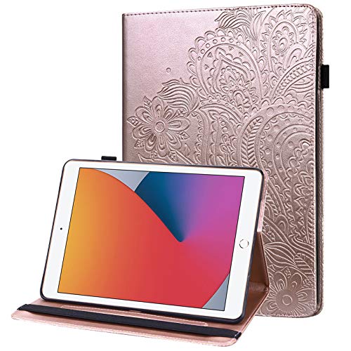 GLANDOTU Amazon Kindle Fire HD 8 Tablet Case (8th Gen 2018/7th Gen 2017/6th Generation 2016),PU Leather lightweight Embossed Folio Flip Tablet Cover with fold Stand Protective Shell -Rose gold