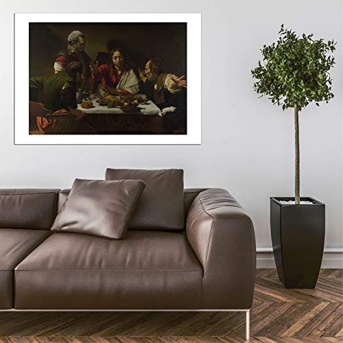 Impression d'art Caravage Souper à Emmaüs affiche encadrée mate extra large décoration