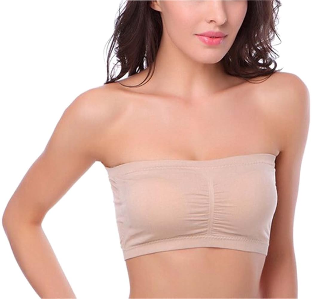 HOEREV, reggiseno a fascia, con imbottitura rimovibile, senza cuciture  Beige S : Amazon.it: Moda