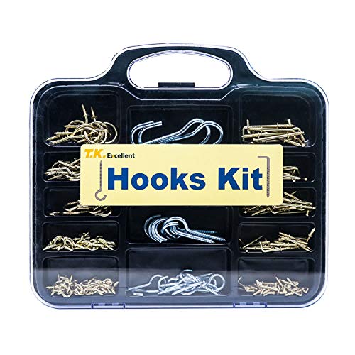 T.K. Excellent Ceiling Hooks Cup Hooks Screw Hooks Mug Hooks Assortment Kit,245Pcs