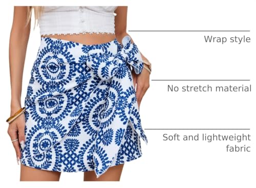 Image of Milumia Women's Summer Boho Wrap Skirt Floral Print High Waisted Knot Side Short Vacation Beach Mini Skirt