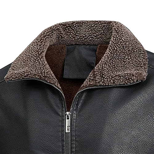 Chaqueta de cuero sintético para hombre con forro Sherpa miniatura 3