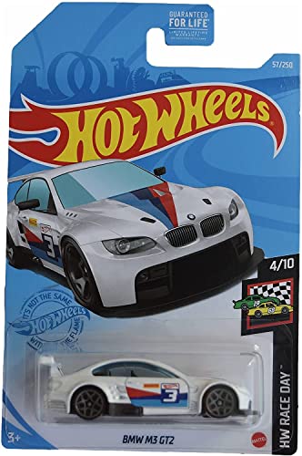 Hotwheels BMW M3 GT2 a escala 1:64 blanco miniatura 1