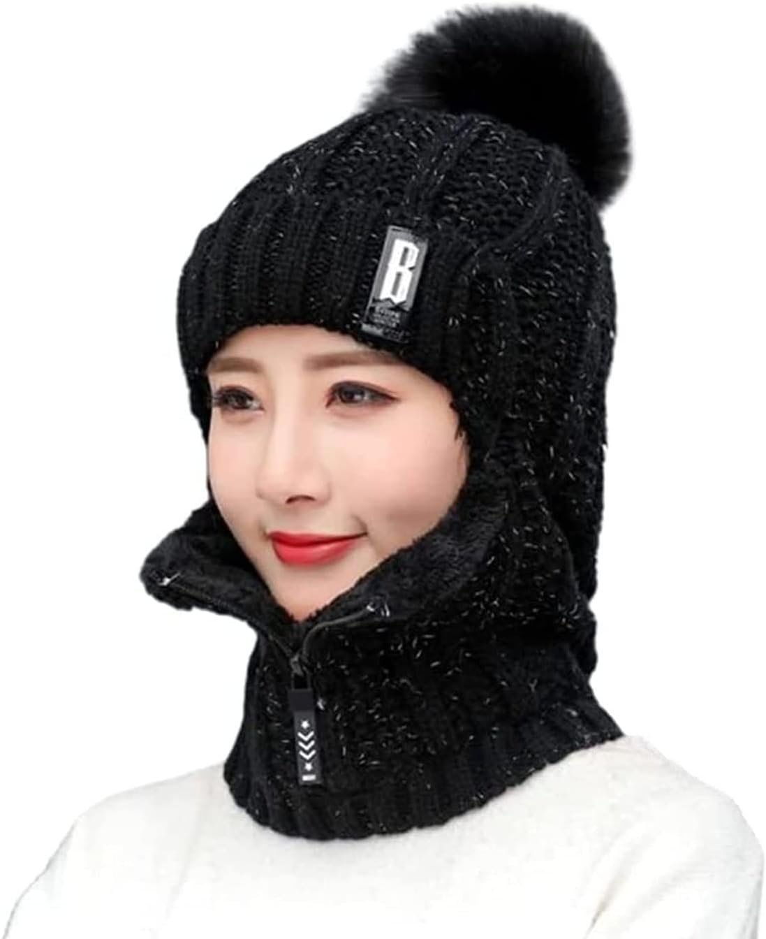 冬のシャム風防風帽子冬の帽子スカーフマスク3in1暖かいスカーフワンピース帽子シャムスカーフ襟帽子防風暖かい耳の保護女性のための顔の保護帽子 高品質の人気