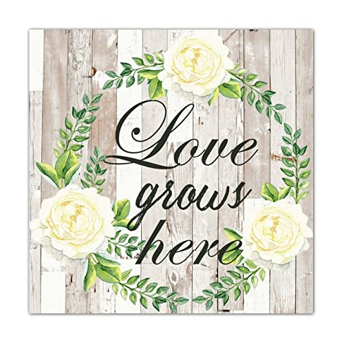 Cadre bois Love Grows Here pour maison et chambre parentale