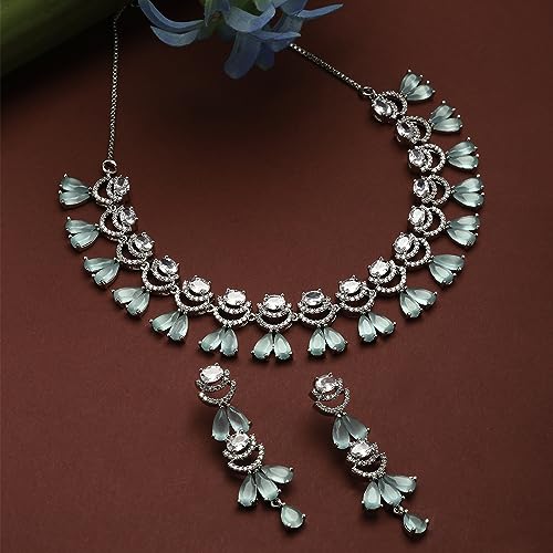 Rhodium-Plated American Diamond Necklace Set