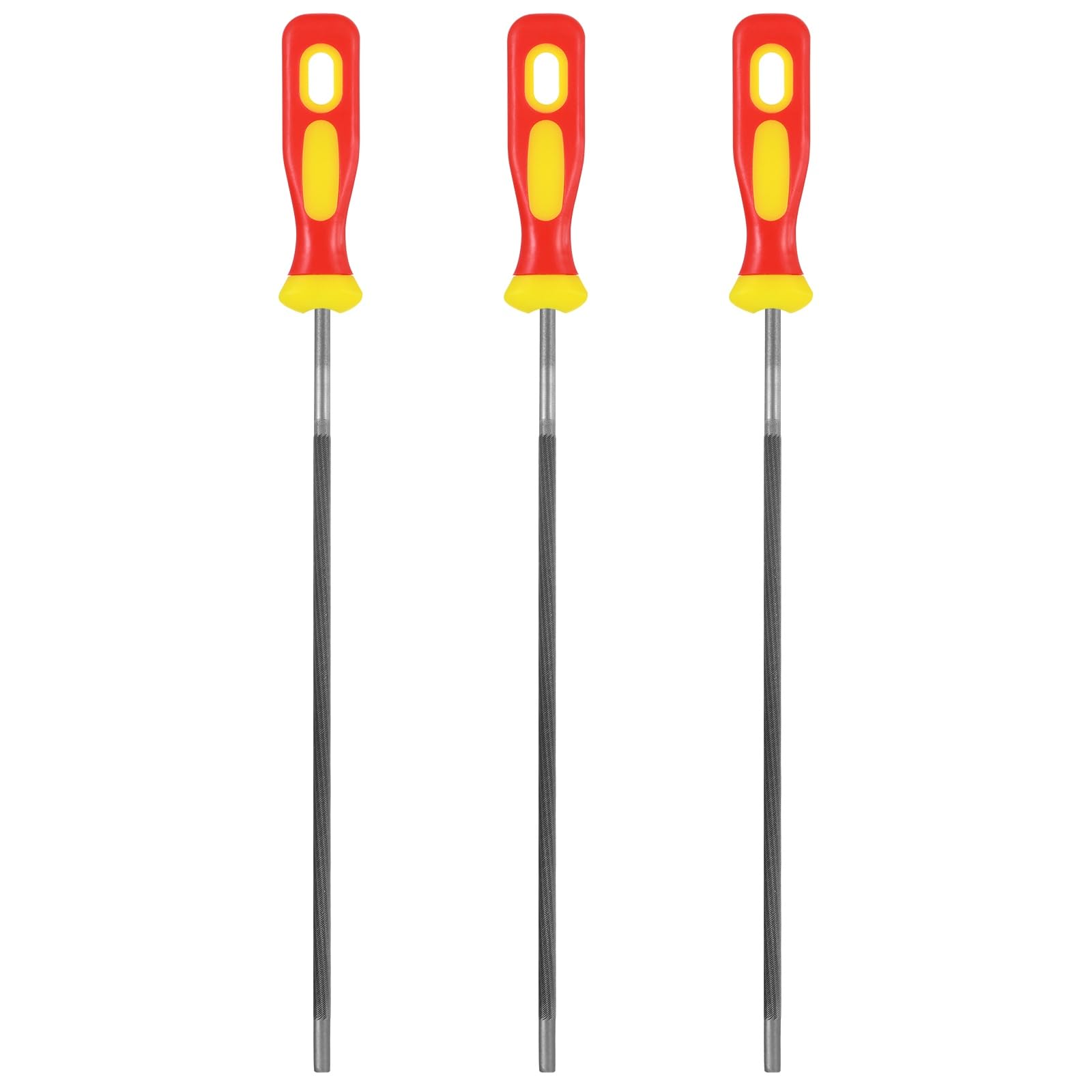 TIXIPEM Chain Saw Sharpening File with Plastic Handle[3pcs] Round Sharpening File Steel Chain Saw for Chainsaw&Woodworking [White,Red Yellow- 1/5 Inch]