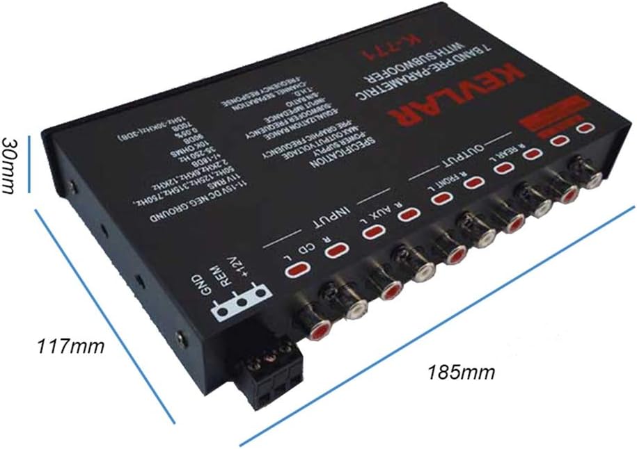 Car Equalizer 7 Segment Equalizer Car Audio EQ Tuning Crossover Amplifier AUX Input D3-008